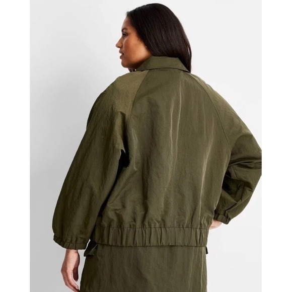 Women's Bomber Jacket - Future Collective Dark Olive Green Elastic SMALL - Picture 2 of 5